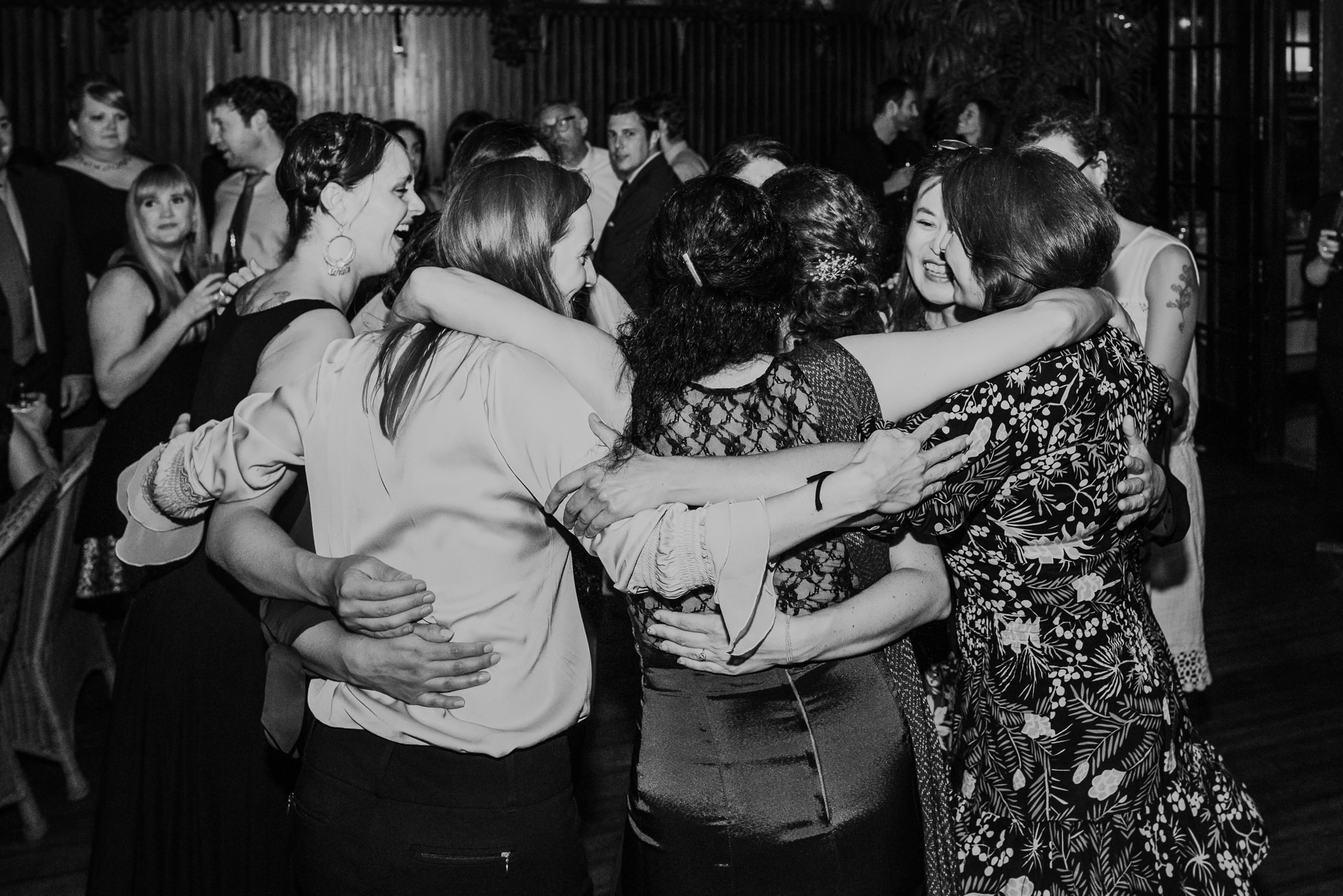 wedding group hug