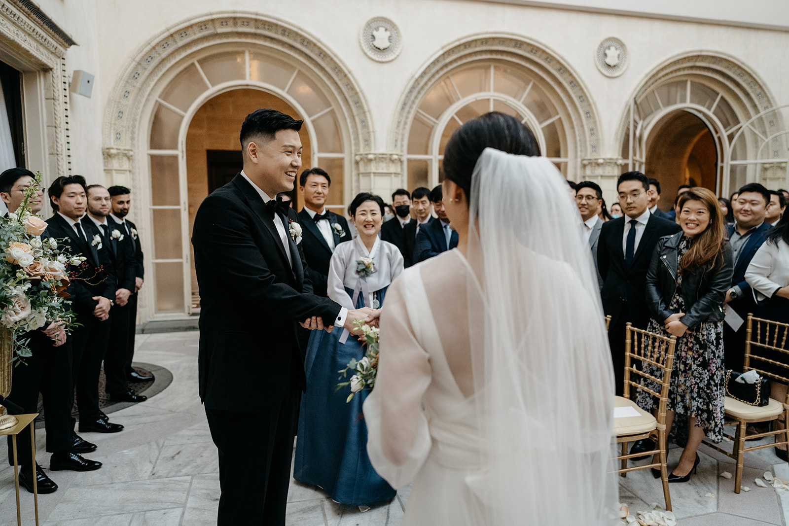 bride and groom altar