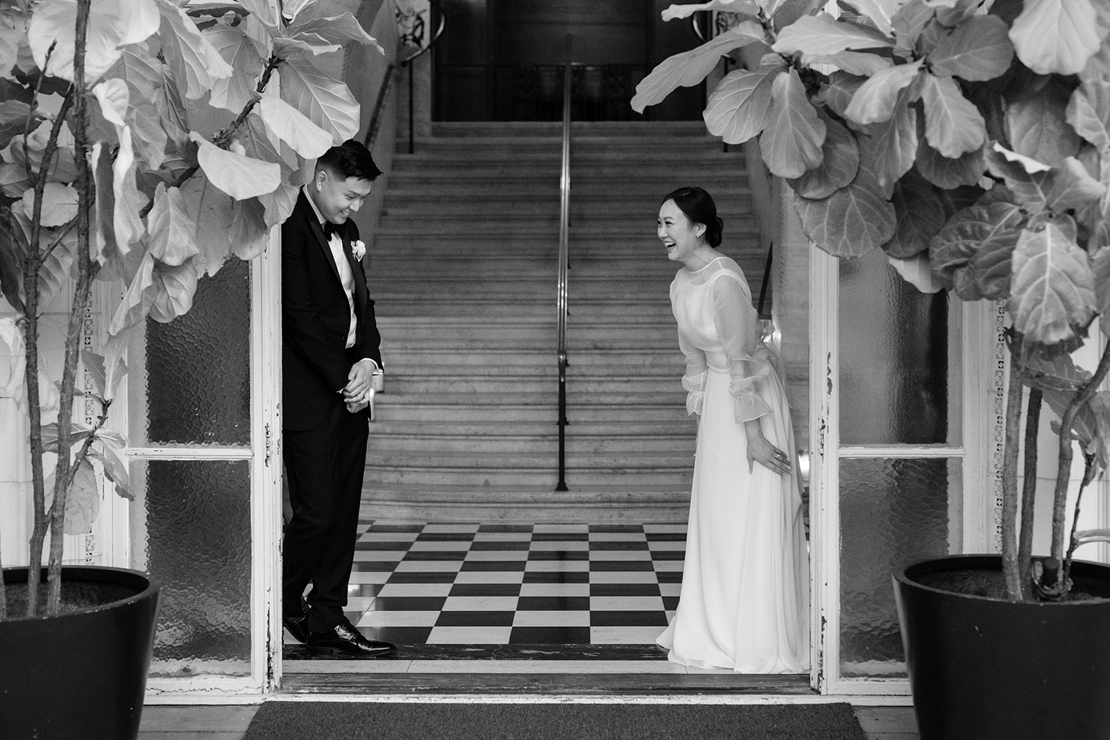 bride and groom dancing